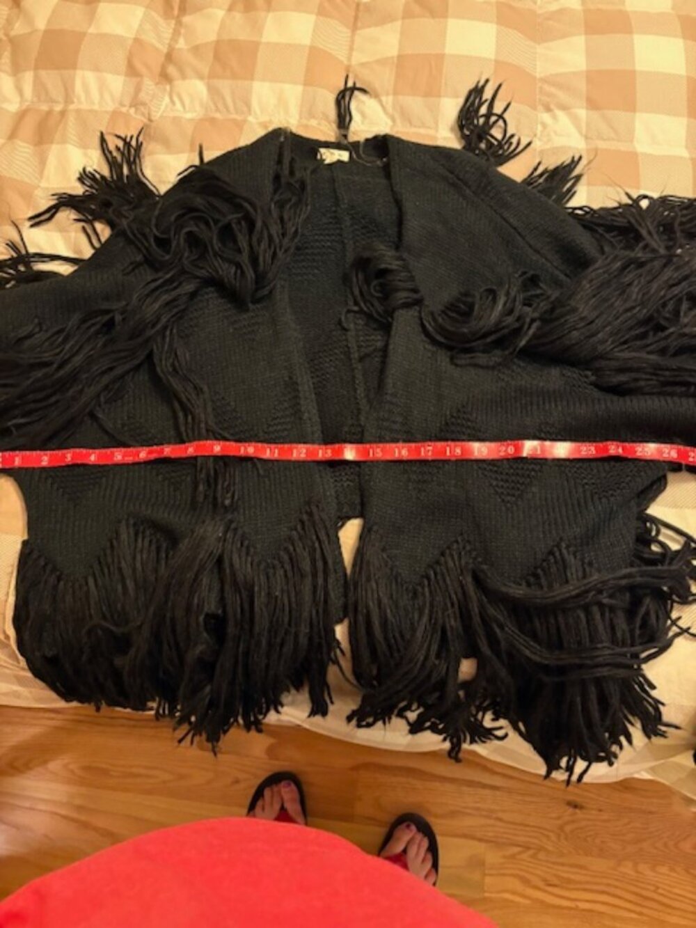 New POL Black Fringe Cardigan Open Sweater Boho Western Vibes Fits S, M, L, XL - Picture 4 of 4